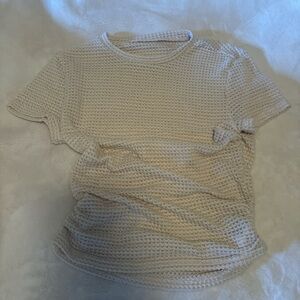 Cream Textured Short Sleeve Top